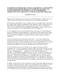 1 Statement for the Record, National Park Service, U.S