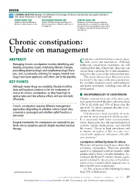 Chronic Constipation: Update on Management