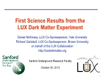 First Science Results from the LUX Dark Matter Experiment