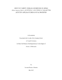 (Malus Domestica Borkh.) on PHYSICAL and CHEMICAL PARAMETERS AFFECTING APPLESAUCE RHEOLOGICAL PROPERTIES