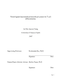 Notch Ligand Functionalized Microbead System for T Cell Differentiation