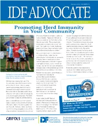 Promoting Herd Immunity in Your Community (PI) Characterized by the Body’S Inability to Vaccines for People with Different Kinds of Make Antibodies