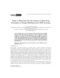 Study of Metamaterials and Analysis of Split Ring Resonators to Design Multiband and UWB Antennas
