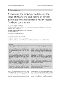 A Review of the Empirical Evidence of the Value of Structuring and Coding of Clinical Information Within Electronic Health Records for Direct Patient Care