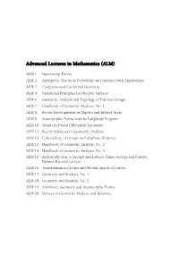 Advanced Lectures in Mathematics (ALM)