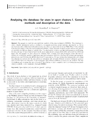 Analysing the Database for Stars in Open Clusters I. General Methods