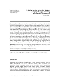 Building Best Practices for Fashion Design Pedagogy: Meaning, Preparation, and Impact