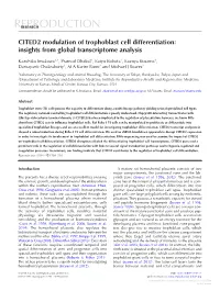CITED2 Modulation of Trophoblast Cell Differentiation: Insights from Global Transcriptome Analysis