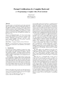 Formal Certification of a Compiler Back-End