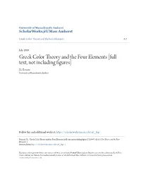 Greek Color Theory and the Four Elements [Full Text, Not Including Figures] J.L