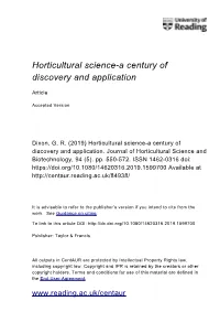 Horticultural Science-A Century of Discovery and Application