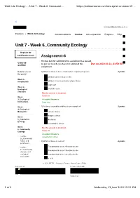 Unit 7 - Week 6 Communit