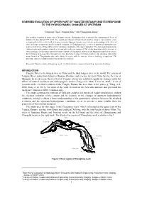 1 RIVERBED EVOLUTION of UPPER PART of YANGTZE ESTUARY and ITS RESPONSE to the HYDRODYNAMIC CHANGES at UPSTREAM Yongping Chen1