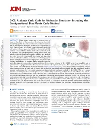 DICE: a Monte Carlo Code for Molecular Simulation Including the Conﬁgurational Bias Monte Carlo Method Henrique M