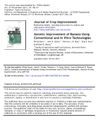 Genetic Improvement of Banana Using Conventional and in Vitro Technologies Philip Sipen a , John K