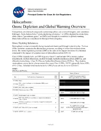 Halocarbons: Ozone Depletion and Global Warming Overview