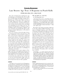 Late Bronze Age Troy: a Response to Frank Kolb PETER JABLONKA and C