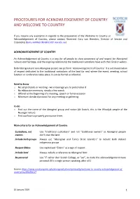 Procedures for Acknowledgment of Country and Welcome to Country