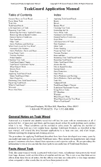Teakguard Application Manual Table of Contents Index General Notes on Teak Wood
