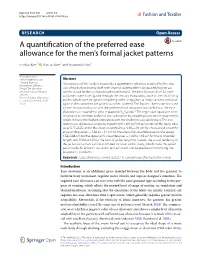 A Quantification of the Preferred Ease Allowance for the Men's Formal