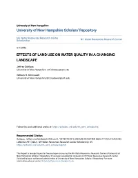 Effects of Land Use on Water Quality in a Changing Landscape