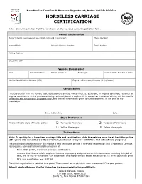 Horseless Carriage Certification