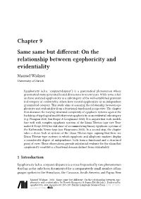 On the Relationship Between Egophoricity and Evidentiality Manuel Widmer University of Zurich