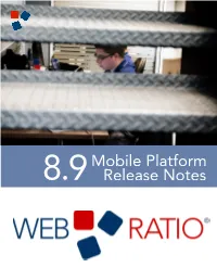 Webratio Mobile Platform 8.9 Release Notes