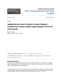 Applying Human Factors Principles in Aviation Displays: a Transition from Analog to Digital Cockpit Displays in the CP140 Aurora Aircraft
