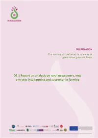 D5.1 Report on Analysis on Rural Newcomers, New Entrants Into Farming and Successor in Farming