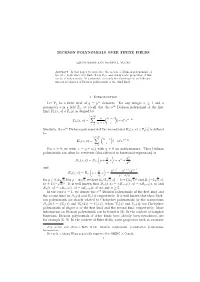 DICKSON POLYNOMIALS OVER FINITE FIELDS 1. Introduction Let