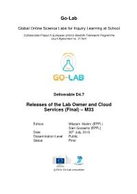 Go-Lab Releases of the Lab Owner and Cloud Services (Final) –