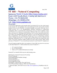 IT 468 – Natural Computing