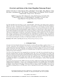 Overview and Status of the Giant Magellan Telescope Project