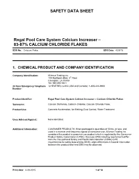 SAFETY DATA SHEET Regal Pool Care System Calcium Increaser