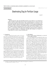 Steelmaking Slag for Fertilizer Usage