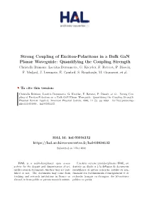 Strong Coupling of Exciton-Polaritons in a Bulk Gan Planar Waveguide: Quantifying the Coupling Strength Christelle Brimont, Laetitia Doyennette, G