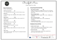 Breakfast Menu from 9AM to 12PM