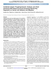 Combined Integrin Phosphoproteomic Analyses and Small Interfering RNA–Based Functional Screening Identify Key Regulators for Cancer Cell Adhesion and Migration