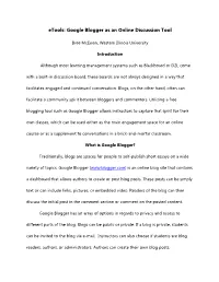 Etools: Google Blogger As an Online Discussion Tool