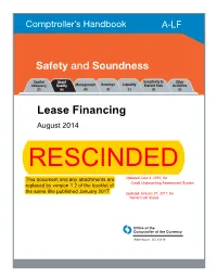 Lease Financing, Comptroller's Handbook