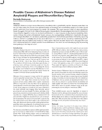 Possible Causes of Alzheimer's Disease Related Amyloid-Β