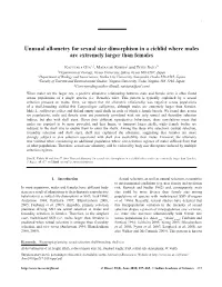 Unusual Allometry for Sexual Size Dimorphism in a Cichlid Where Males Are Extremely Larger Than Females