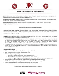 Visual Arts – Specific Rules/Guidelines