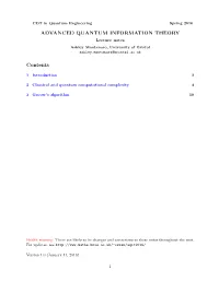 ADVANCED QUANTUM INFORMATION THEORY Contents