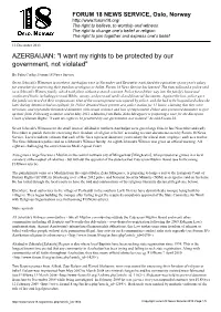 AZERBAIJAN: "I Want My Rights to Be Protected by Our Government, Not Violated"