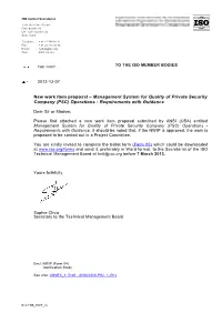 New Work Item Proposal – Management System for Quality of Private Security Company (PSC) Operations - Requirements with Guidance