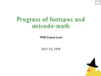 Progress of Fontspec and Unicode-Math