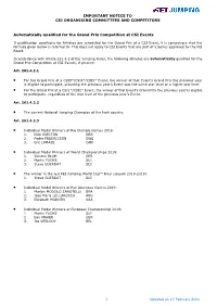 Qualification Conditions for Grand Prix Competitions at 2021 CSI Events