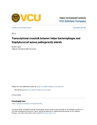 Transcriptional Crosstalk Between Helper Bacteriophages and Staphylococcal Aureus Pathogenicity Islands